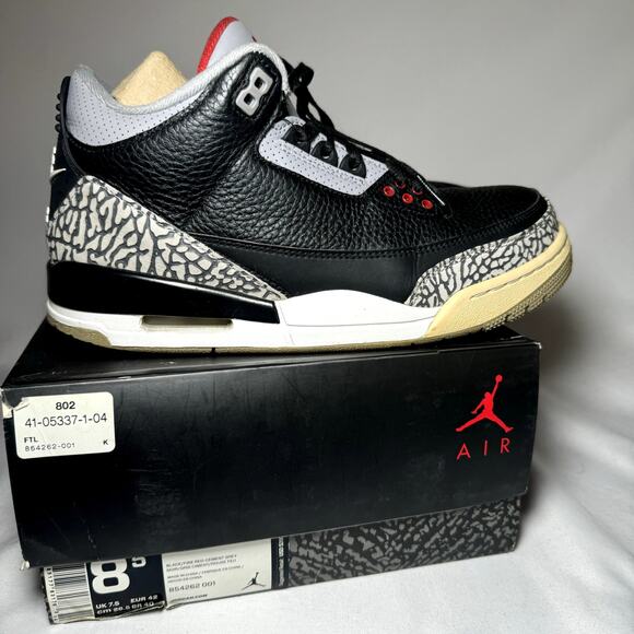 Size 8.5 - Nike Air Jordan 3 Retro OG Black Cement 2018 Men's Shoes